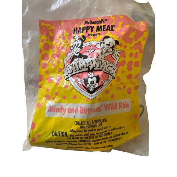 McDonalds 1993 Happy Meal Animaniacs Mindy Buttons Wild Ride Toy New Sealed - Picture 1 of 3